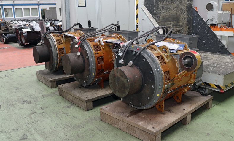 Old electric motors before reconditioning