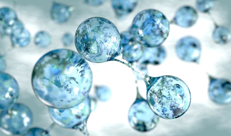 3D model of hydrogen molecules | © iStock.com/smirkdingo