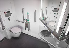 Wassersparende Toiletten in den Zügen der Deutschen Bahn.