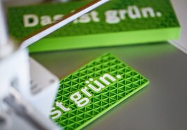 Auch das "Das ist grün."-Logo kann im 3D-Drucker gedruckt werden.