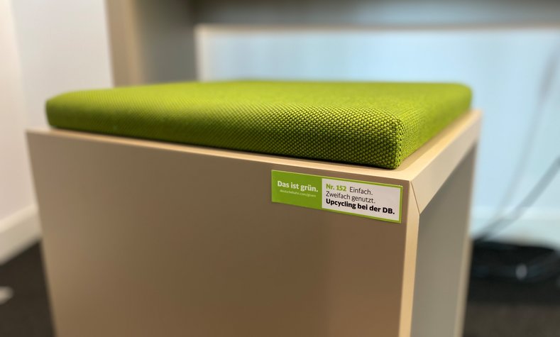 Alle Upcyclingmöbel sind mit unserem Das ist grün.- Label gekennzeichnet. 