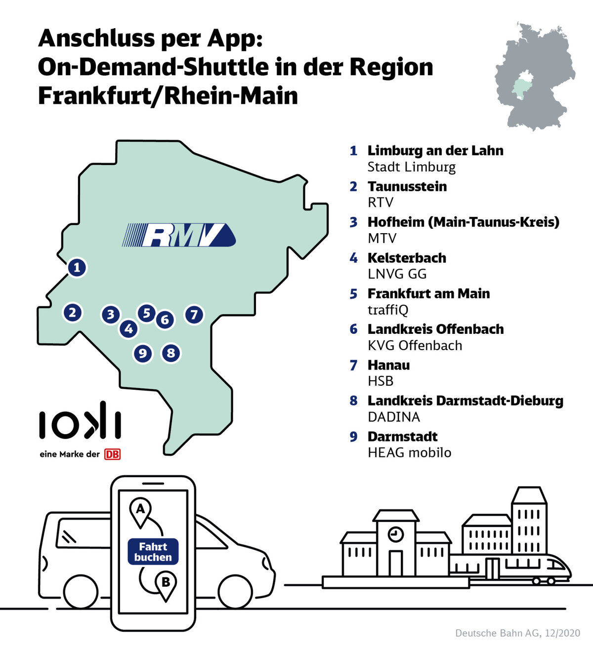 An neun Standorten wird das Angebot verfügbar sein.  | © DB AG