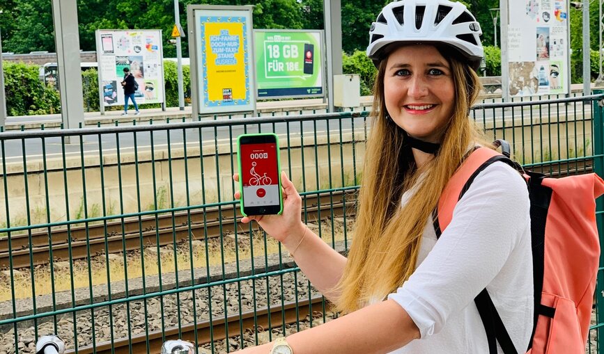 Am Zukunftsbahnhof in Ahrensburg kann mit der DB Rad+ App Guthaben erradelt werden.