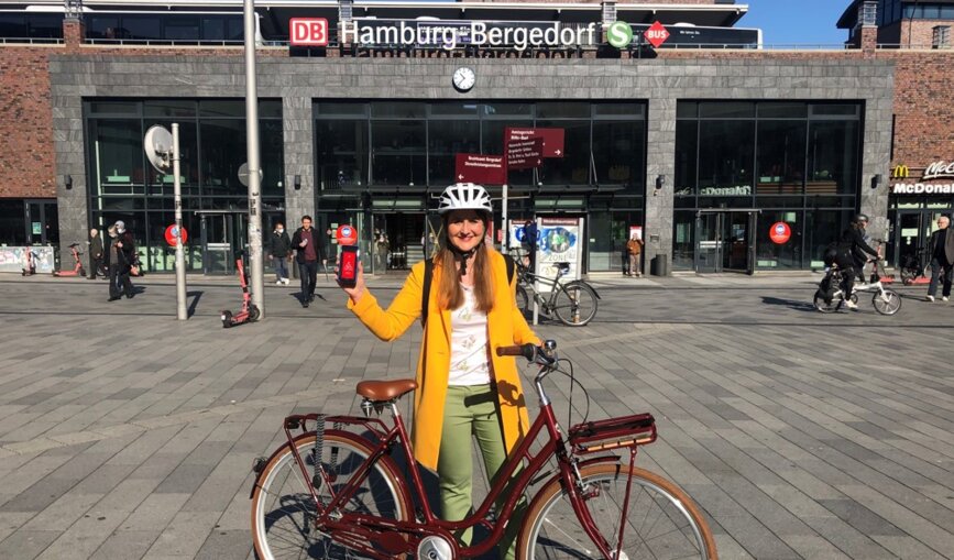 Die "DB Rad+"-App ist jetzt auch rund um die Bahnhöfe Hamburg-Harburg und Hamburg-Bergedorf verfügbar. 