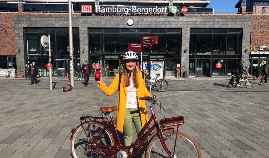 Die "DB Rad+"-App ist jetzt auch rund um die Bahnhöfe Hamburg-Harburg und Hamburg-Bergedorf verfügbar. 