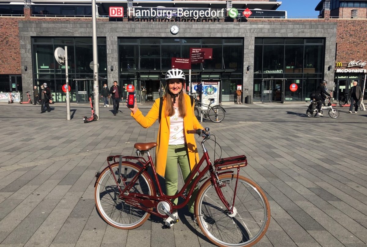 Die "DB Rad+"-App ist jetzt auch rund um die Bahnhöfe Hamburg-Harburg und Hamburg-Bergedorf verfügbar. 