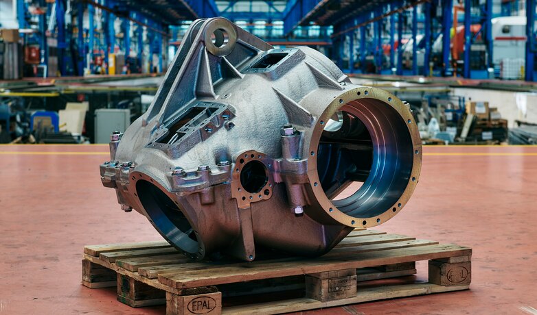 Ein im 3D-Druck hergestelltes Getriebegehäuse der Deutschen Bahn. | © DB AG / Dominic Dupont