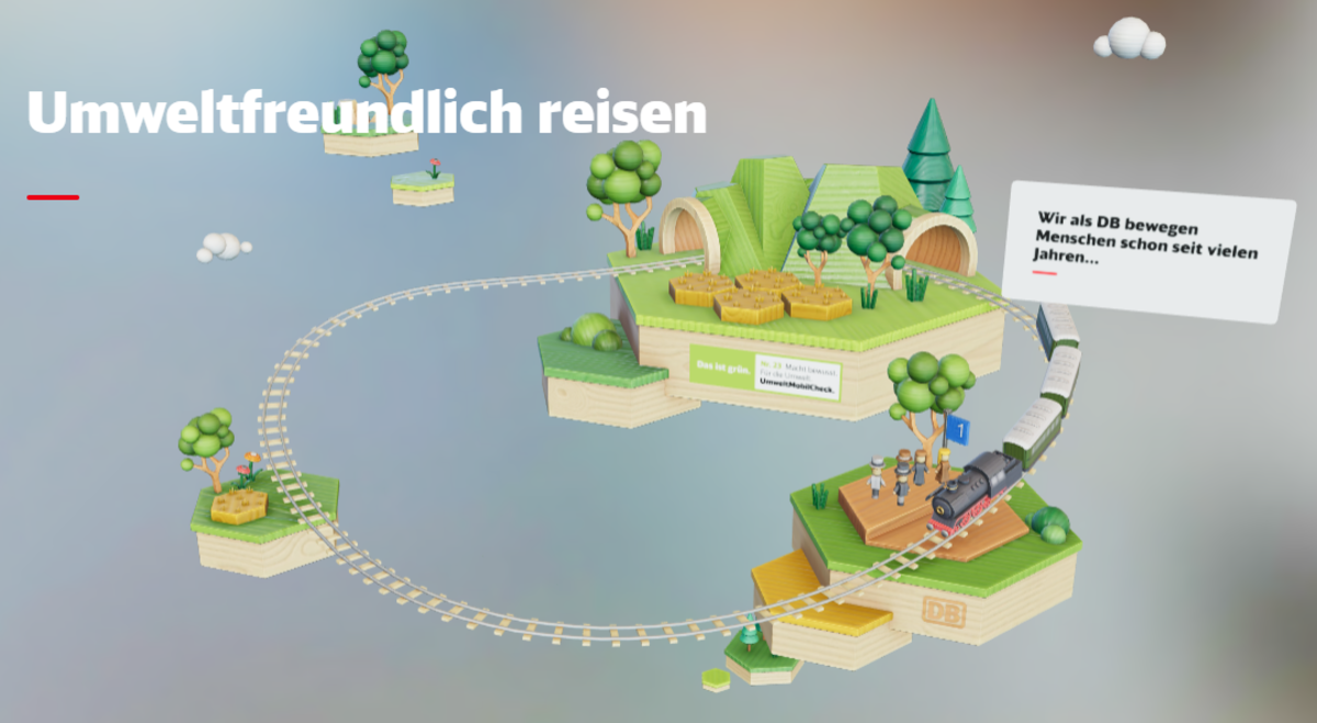 Station 1 der Umwelt-Rallye zeigt, wie klimafreundlich die Reise mit der DB ist. | © DB AG