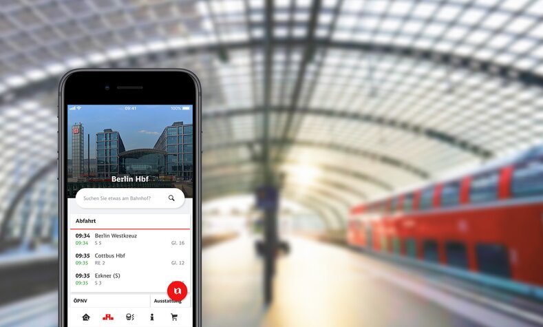 Smartphone mit  App DB Bahnhof