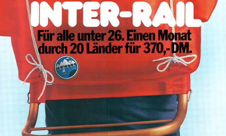 Historisches Werbeplakat der Deutschen Bundesbahn, Werbung für Interrail