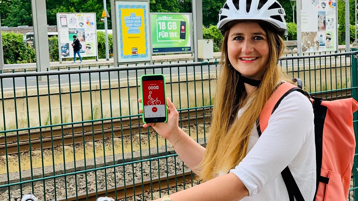 Am Zukunftsbahnhof in Ahrensburg kann mit der DB Rad+ App Guthaben erradelt werden.