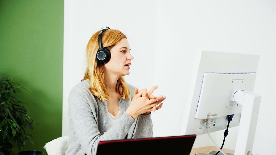 Eine Videokonferenz im Home Office.