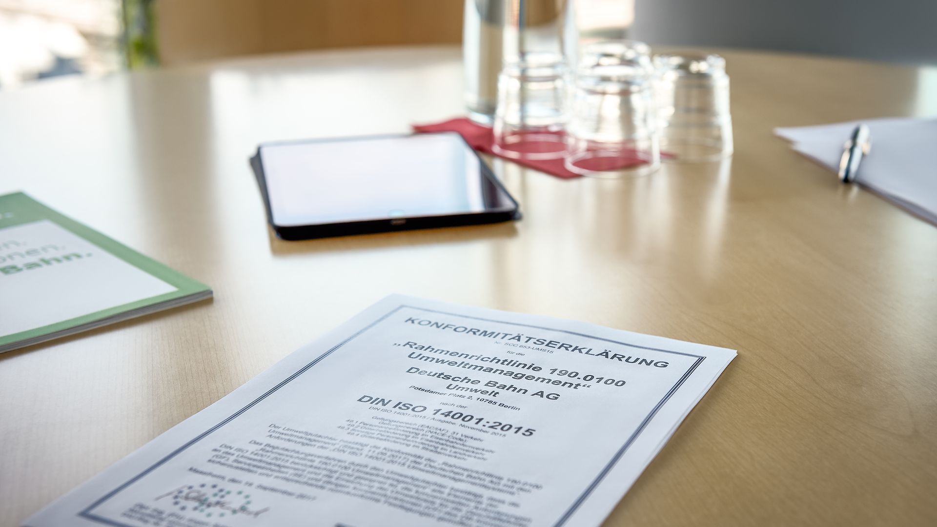 Documents for a declaration of conformity on a desk