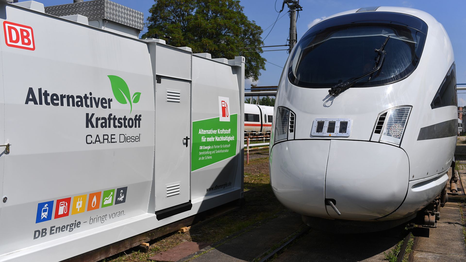 a train next to HVO gas station