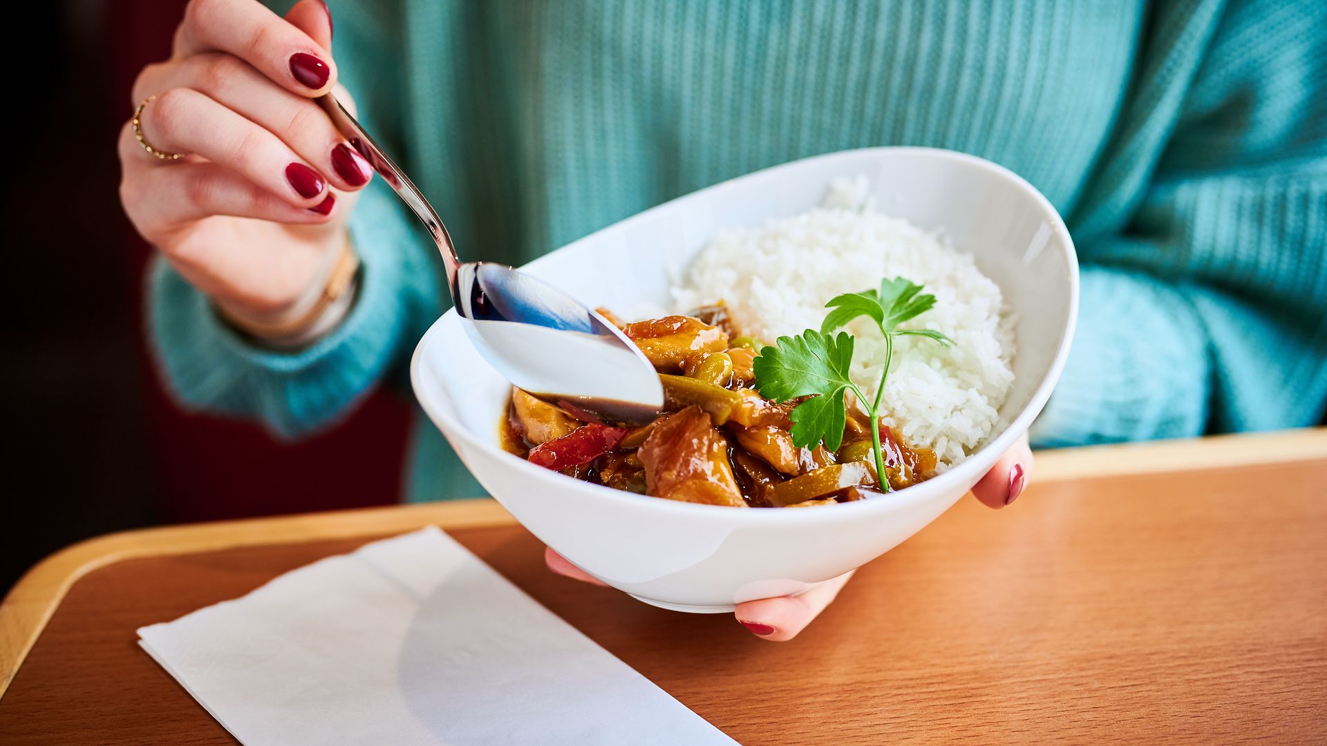 A white bowl with a rice dish