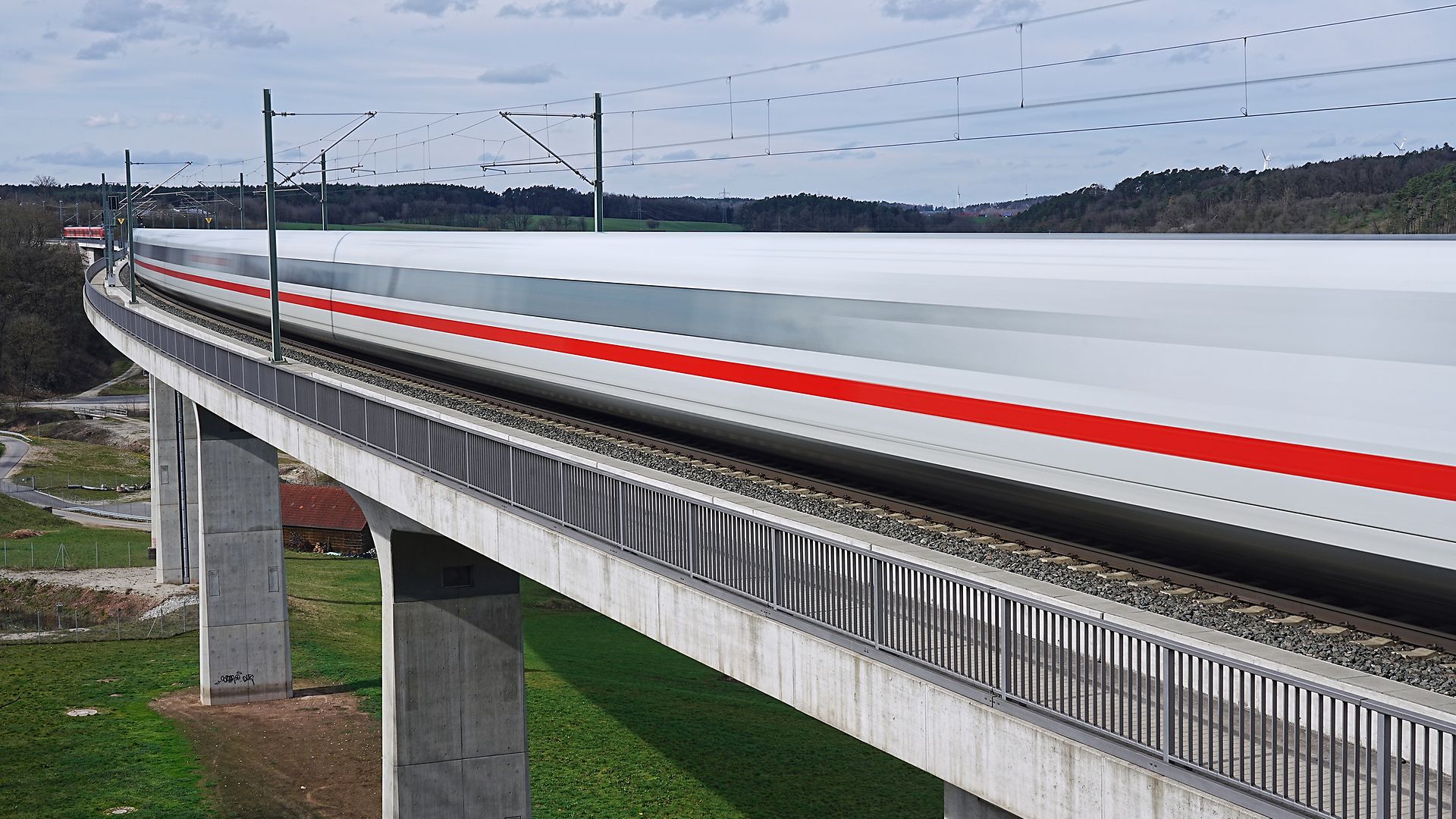 Aurachtal bridge in Markt Emskirchen with ICE in motion 
