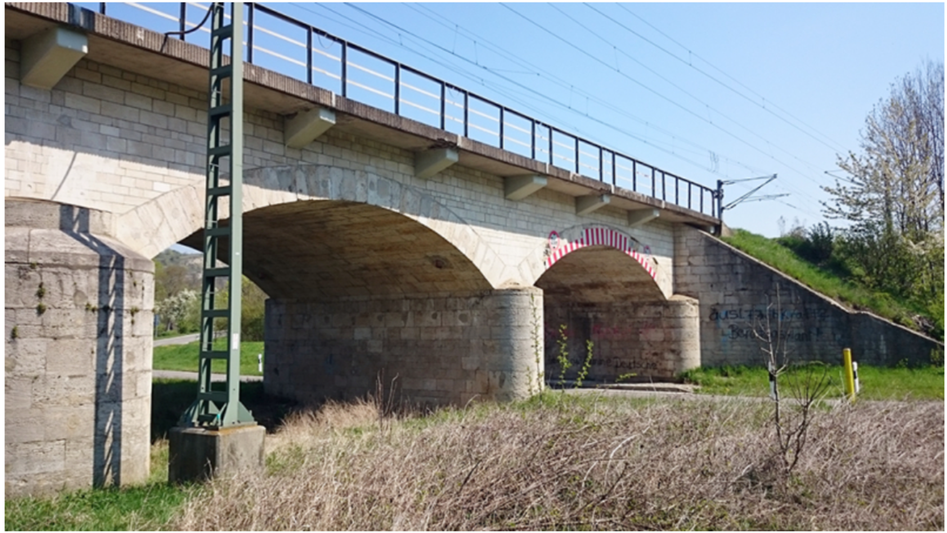 A concrete railway bridge